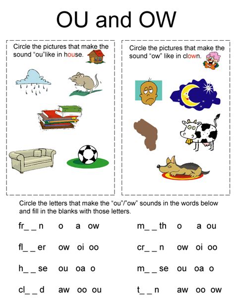 Ou Ow Printable Worksheet 8211 Learning How To Ou Words Worksheet - Ou Words Worksheet