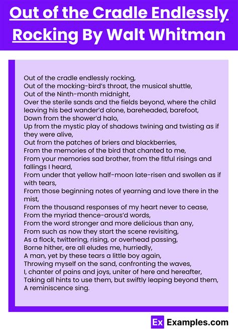 Out Of The Cradle Endlessly Rocking Summary