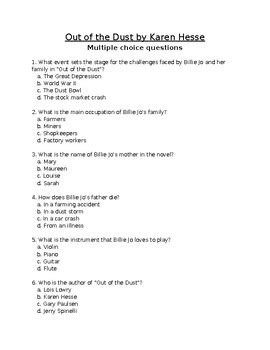 Out Of The Dust Answer Key