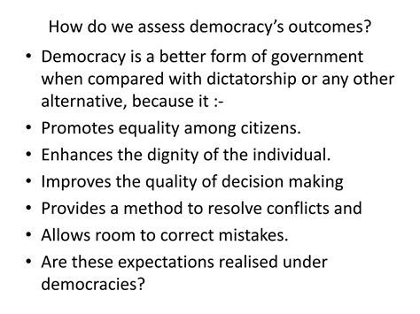Outcomes Of Democracy