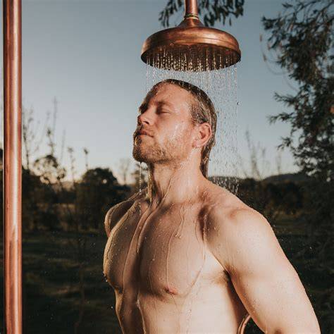 outdoor showering nude