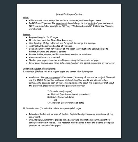 Outline Example For Scientific Paper