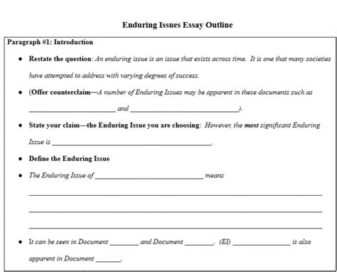 Outline For Enduring Issue Essay Global History Regents