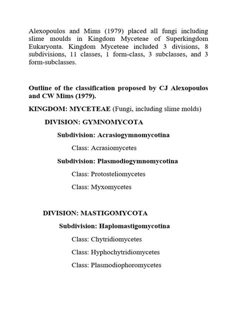 Outline Of Classification Of Alexopoulos And Mims