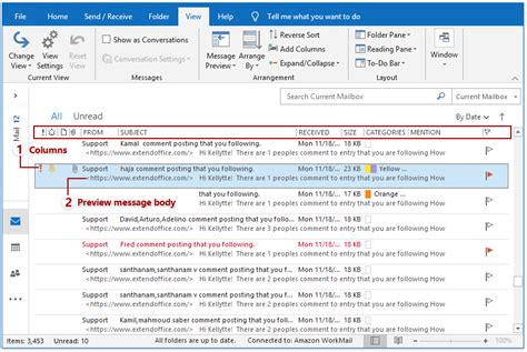 outlook inkorgen kan inte se