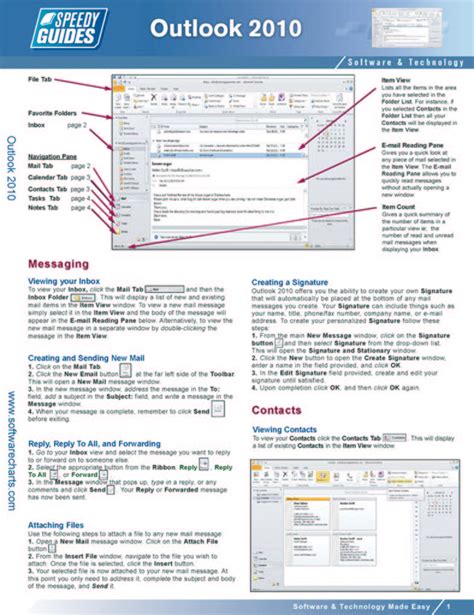 Read Outlook 2010 Reference Guide 