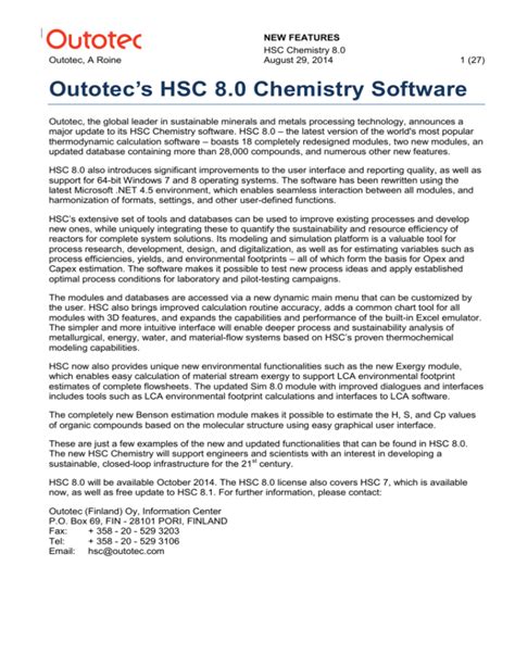 Outotec S Hsc 8 0 Chemistry Software