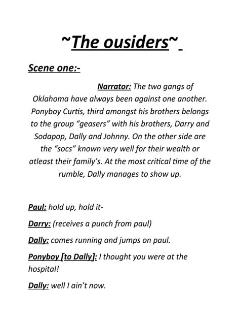 Outsiders Play Script