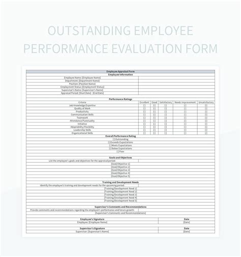 outstanding performance justification template