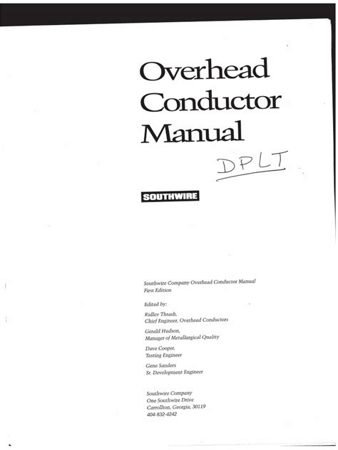 Read Online Overhead Conductor Manual 2007 Ridley Thrash Southwire 
