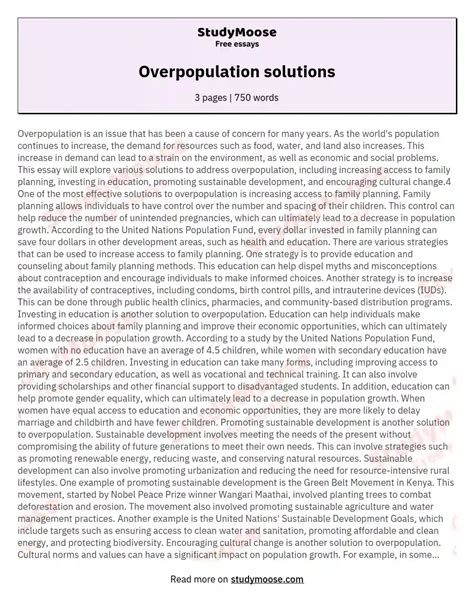 overpopulation problems and solutions essay