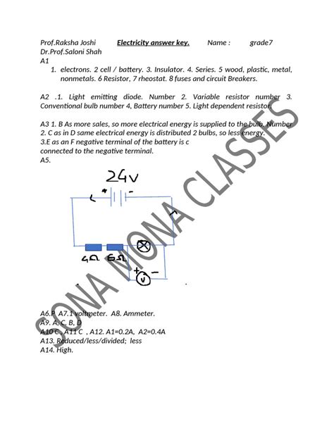 Overview Electricity Answer Key