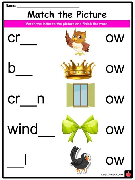 Ow Sound Family Sorting And Matching Activity Pack Ob Sound Words With Pictures - Ob Sound Words With Pictures