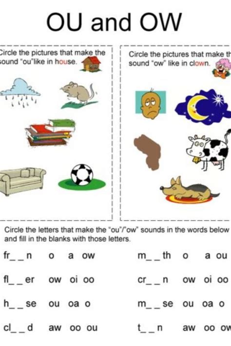Ow Word Family Worksheets With Pictures Download Ow Ow Words Worksheet - Ow Words Worksheet