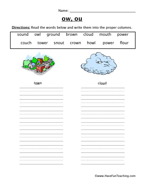 Ow Words Worksheet Teaching Resources Ow Words Worksheet - Ow Words Worksheet