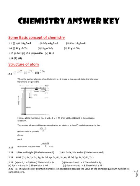 Owl Chemistry Answer Key