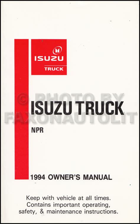 Read Owners Manual 1994 Isuzu Npr 