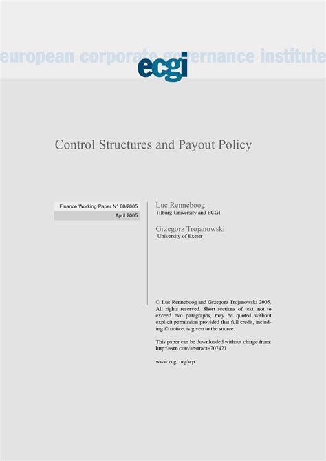 Read Ownership Structure And Payout Policy In The Uk Ssrn 