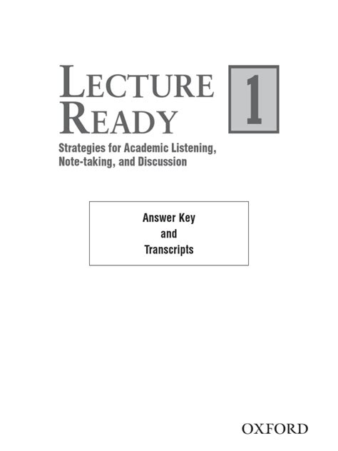 oxford lecture ready 1 answer key