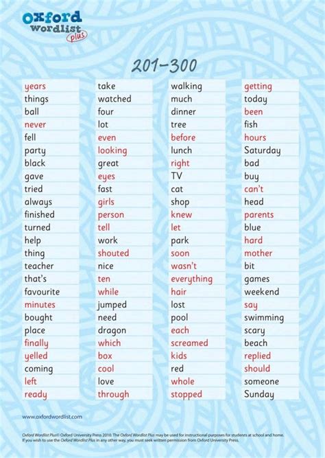 oxford word list spelling test sheet
