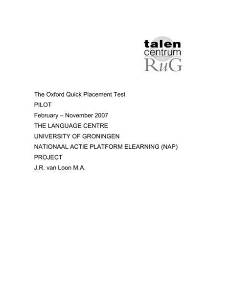 oxforn quick placement test pilot report groningen
