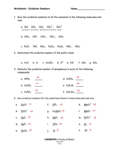 Oxidation Number Study Resources Worksheet Oxidation Numbers Answers - Worksheet Oxidation Numbers Answers