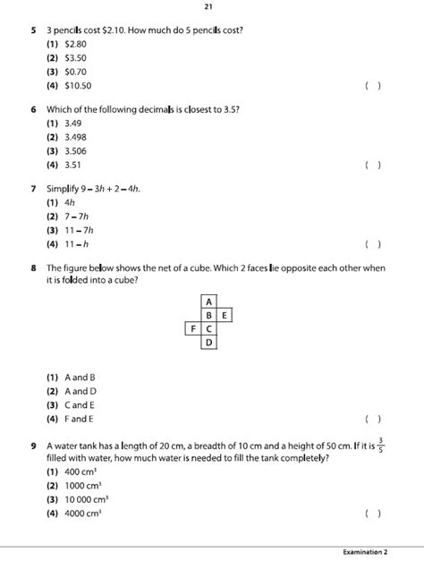 Read P6 Maths Practice Paper 