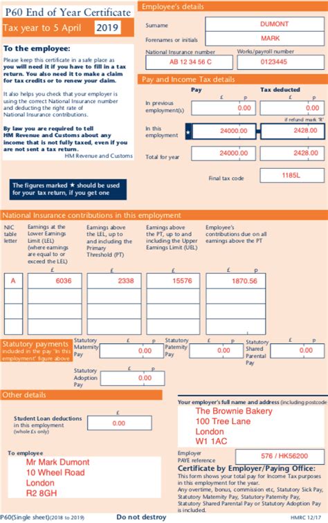 p60 template uk
