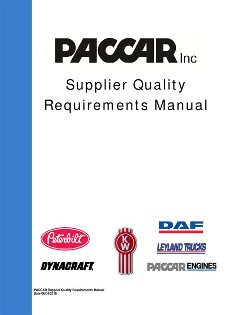 paccar supplier quality manual