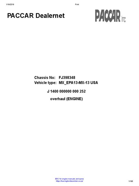 Paccar Workshop Manual