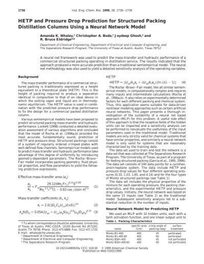 Packing Pressure Drop Prediction At Low Operating Pressure
