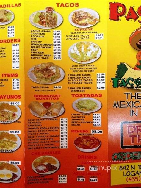 paco's mexican food menu