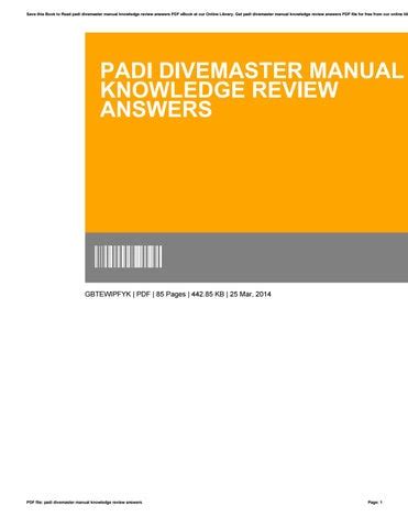 Read Online Padi Divemaster Manual Knowledge Review Answers 