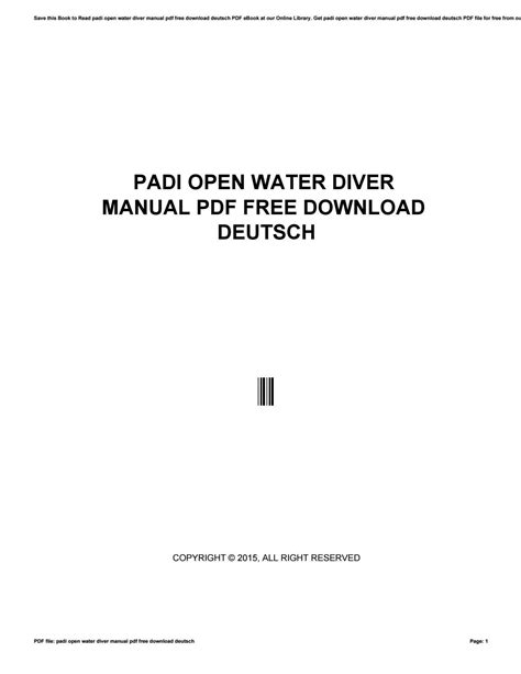 Download Padi Open Water Diver Manual Deutsch 