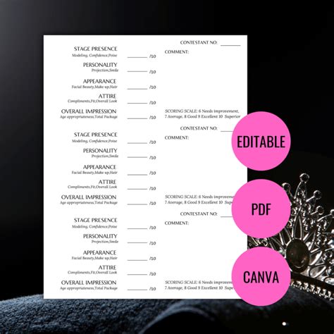 Pageant Judging Forms