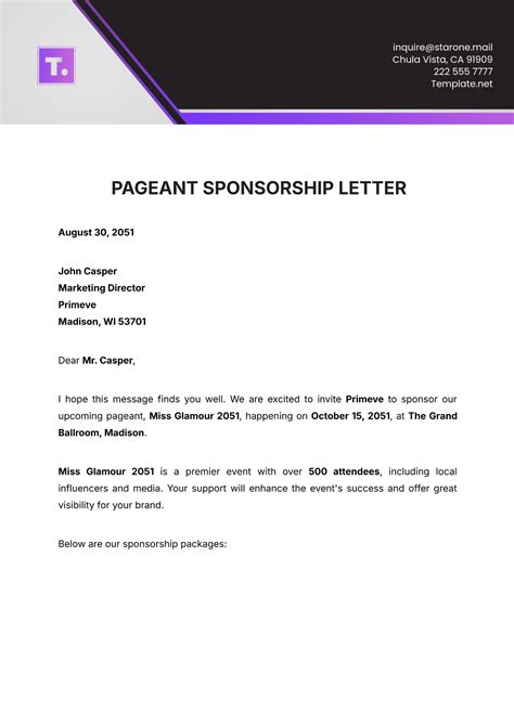 Pageant Solicitation Letter