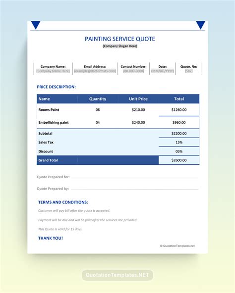 painting quotation format letter