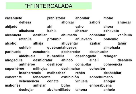 Palabras Con H Intercalada