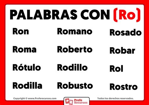 Palabras Que Terminen Con Ro