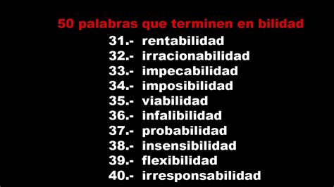 Palabras Que Terminen En Bilidad