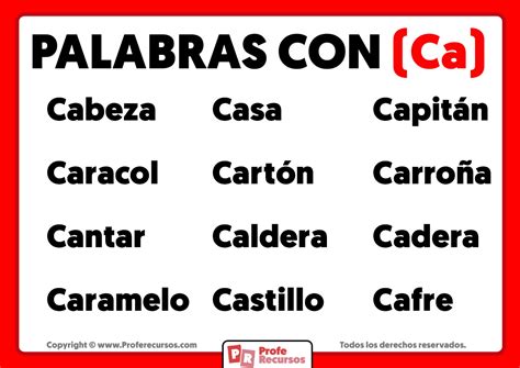 Palabras Que Terminen En Ca