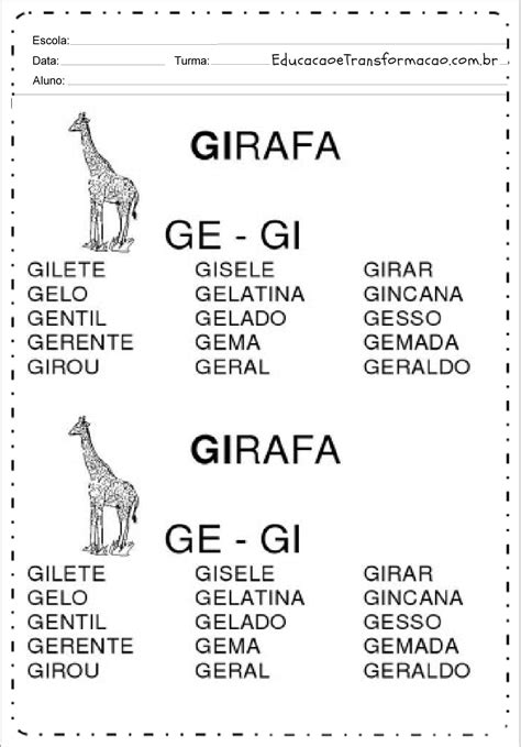 Palavras Com Ge Gi