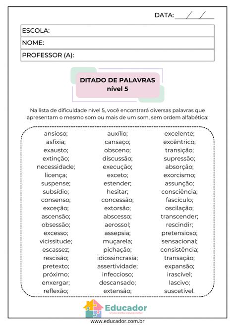 Palavras Para Ditado