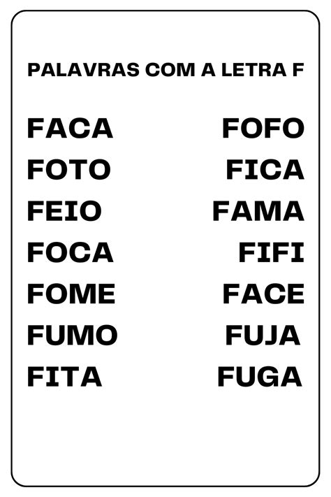 Palavrinhas Com A Letra F