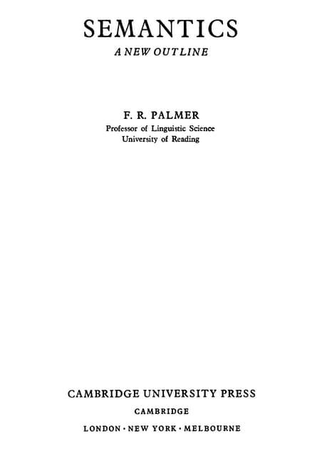 Palmer And Semantics