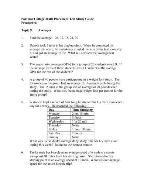 Full Download Palomar Assessment Test Study Guide 