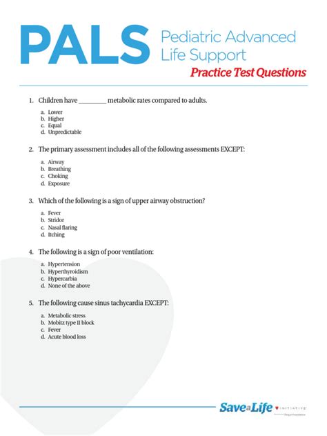 pals practice test questions