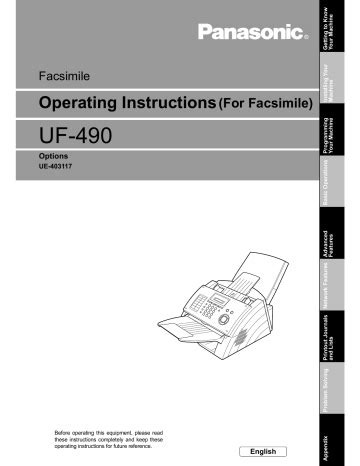 Download Panafax Uf 490 User Manual 