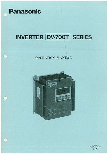 Read Panasonic Dv 700 Inverter User Manual 