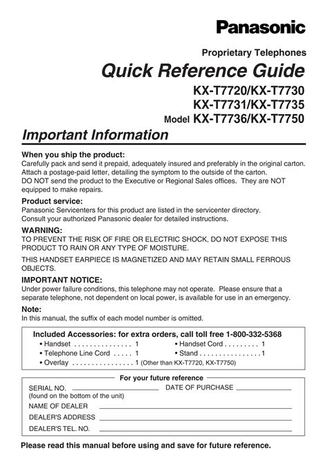 Read Online Panasonic Kx T7736 Programming Manual 